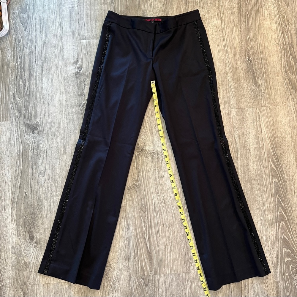 How & Wen beaded black pants size 8